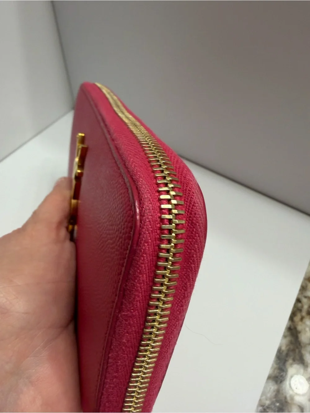 Saint Laurent monogram zip around continental wallet